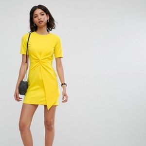 ASOS Mini Skater Dress With Twist Front YELLOW